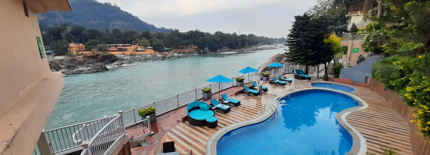 Swimming pool with Ganga view